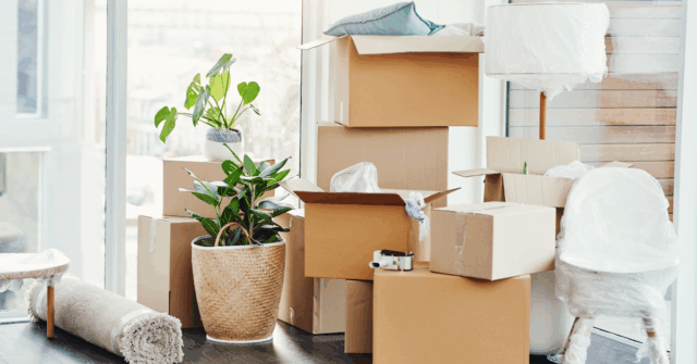 A pile of boxes that have been packed and are ready for moving