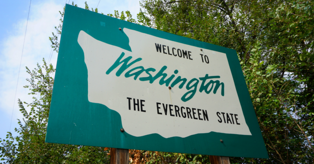 photo of a street sign that welcomes people to Washington